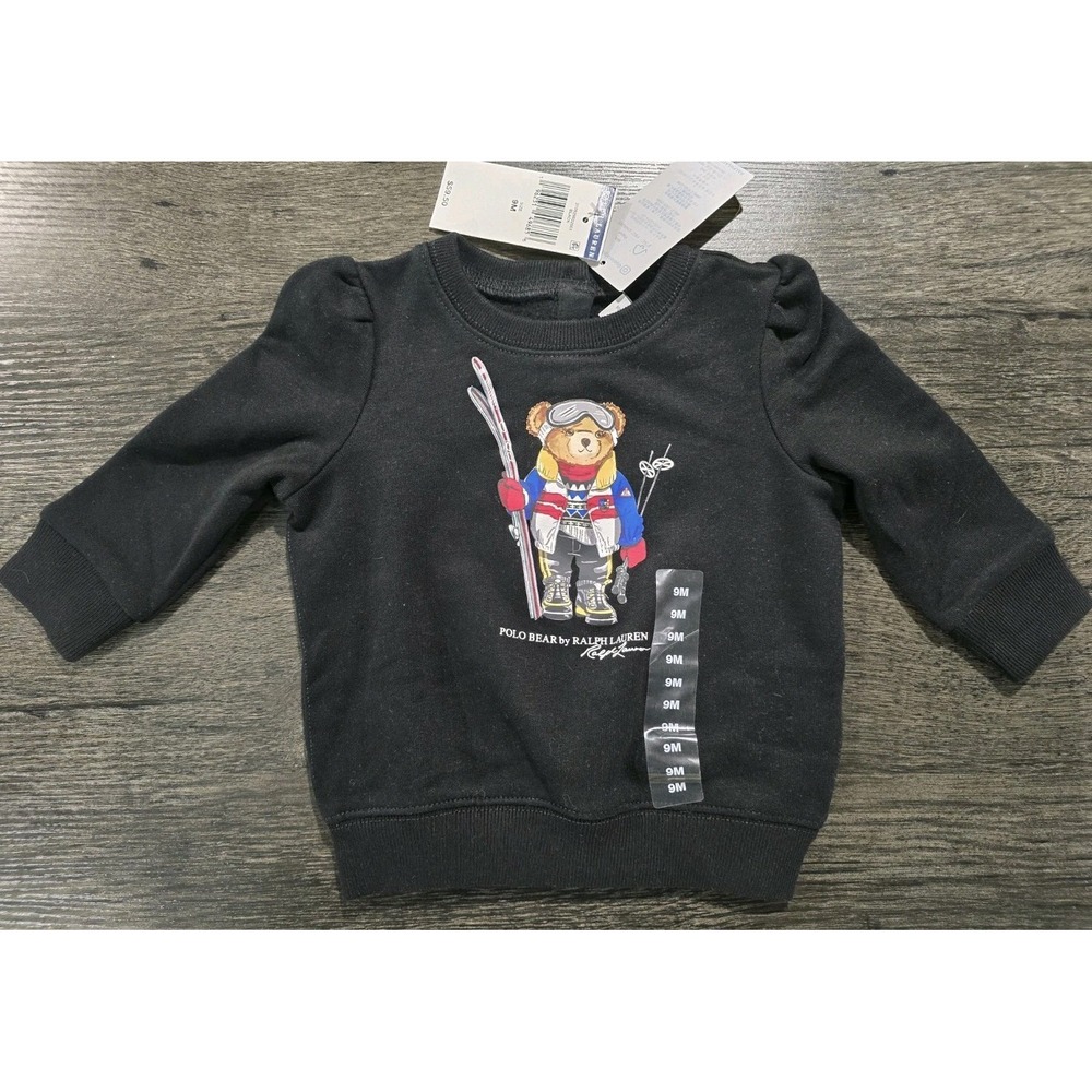 Polo Ralph Lauren Sweatshirt  9 M Polo Bear Fleece Sweatshirt Black Ski